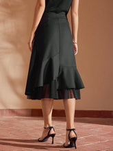 MOTF PREMIUM SOLID COLOR MESH PANEL ASYMMETRICAL HEM LAYERED SKIRT